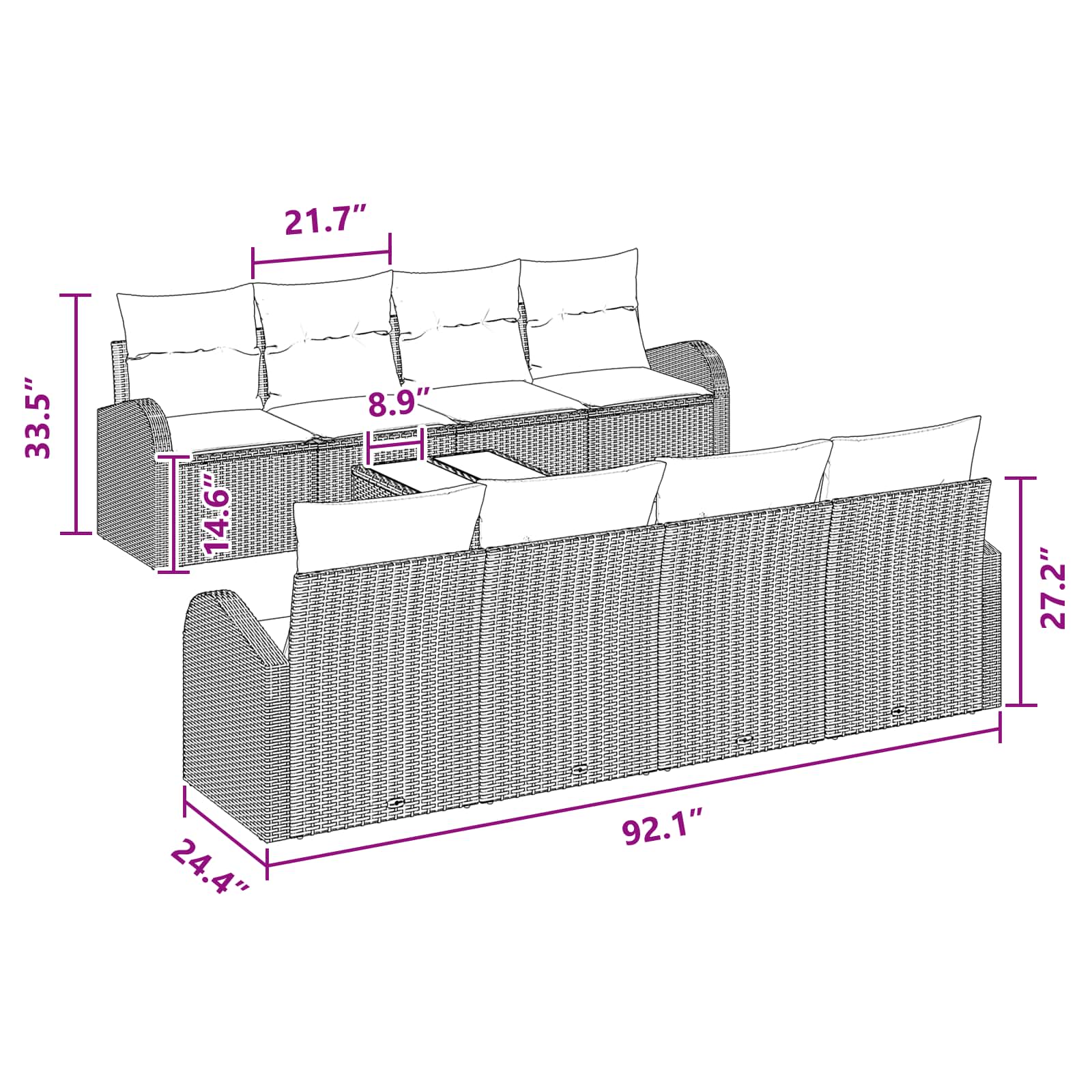 Sofos komplektas 9 pcs Ruda ir raudona Poliesteris