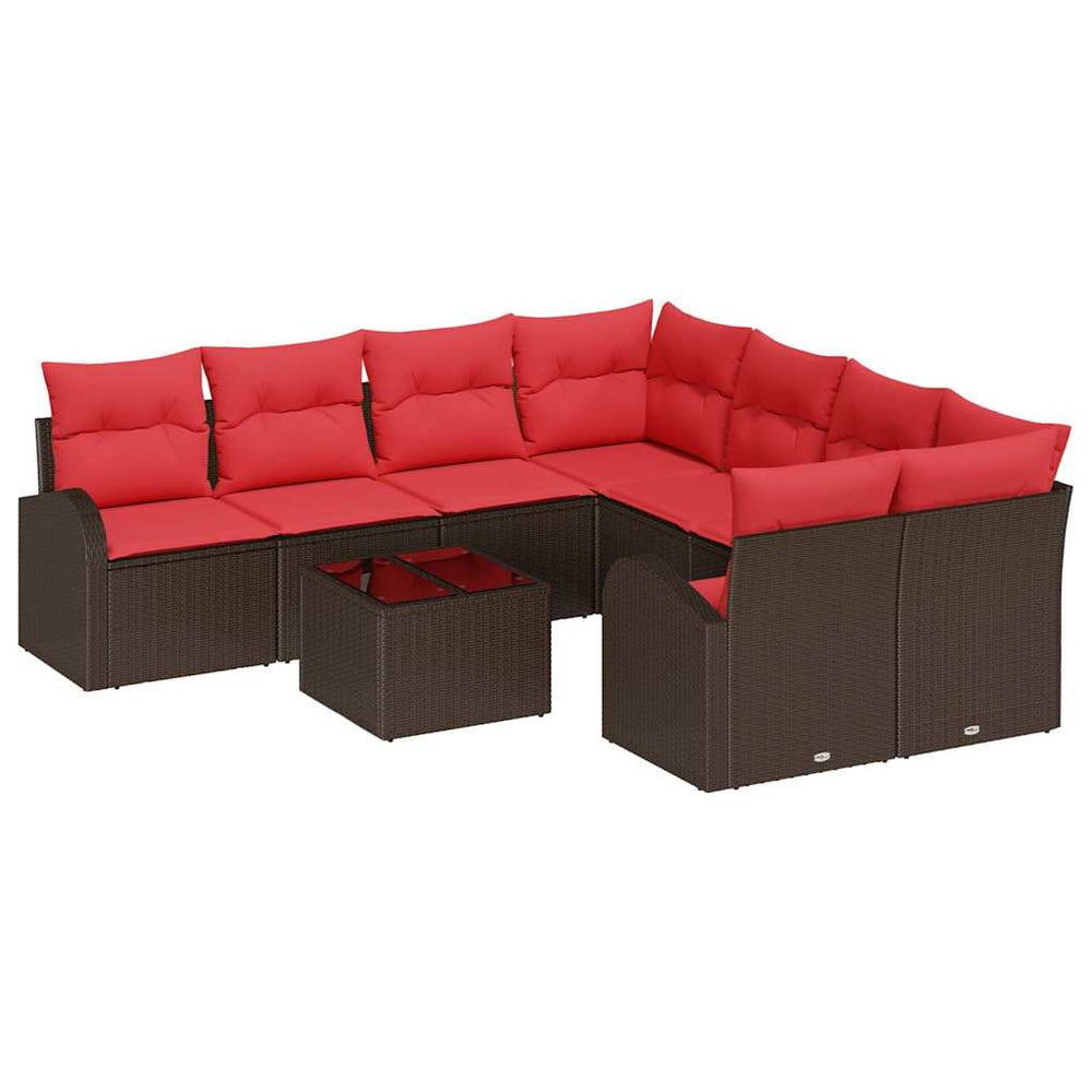 Sofos komplektas 9 pcs Ruda ir raudona Poliesteris