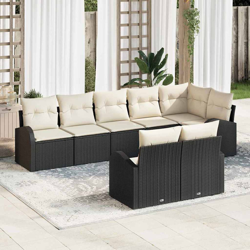 8 dalių sodo sofos komplektas su pagalvėlėm juodos poly rattan