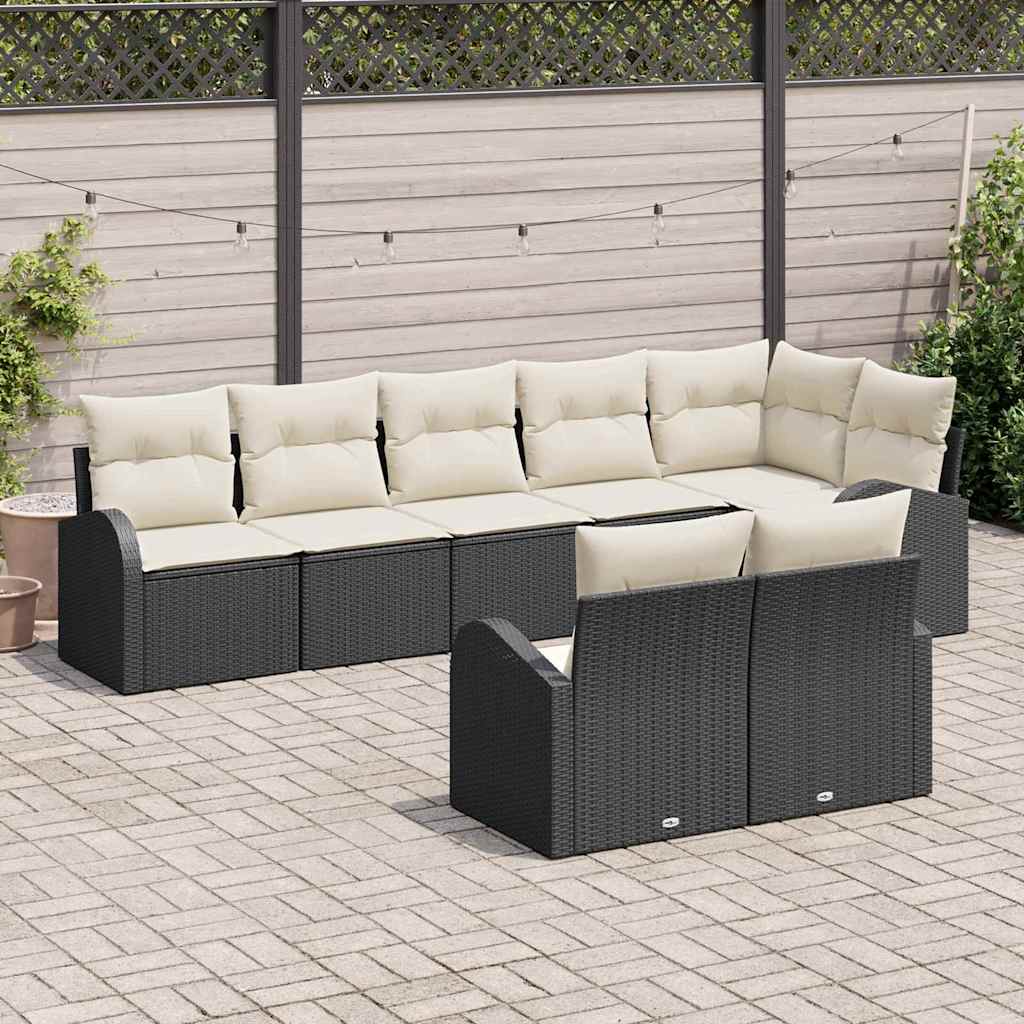 8 dalių sodo sofos komplektas su pagalvėlėm juodos poly rattan