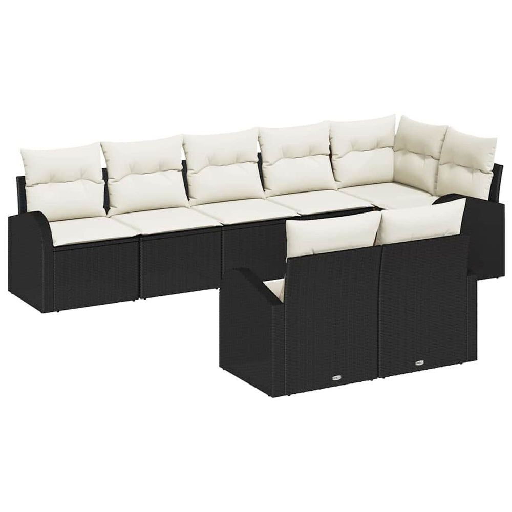 8 dalių sodo sofos komplektas su pagalvėlėm juodos poly rattan