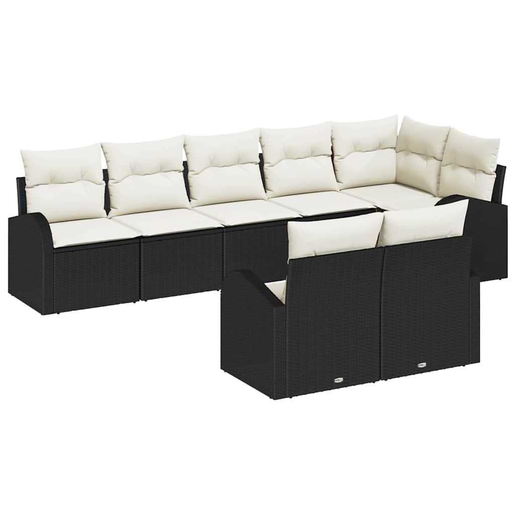 8 dalių sodo sofos komplektas su pagalvėlėm juodos poly rattan