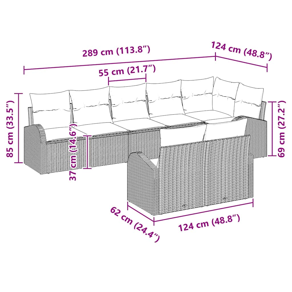 8 dalių sodo sofos komplektas su pagalvėlėm juodos poly rattan