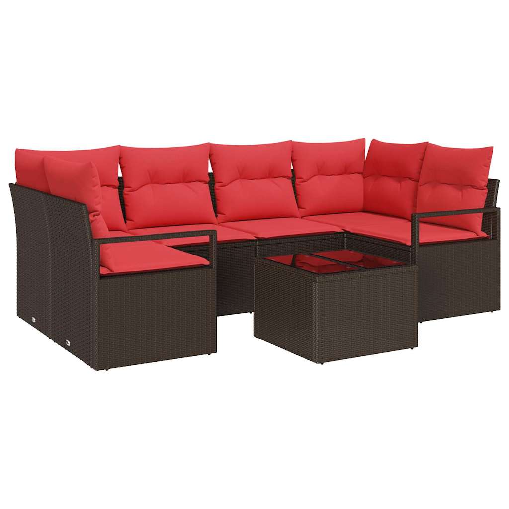Sofos komplektas 7 pcs Ruda ir raudona poliratanas