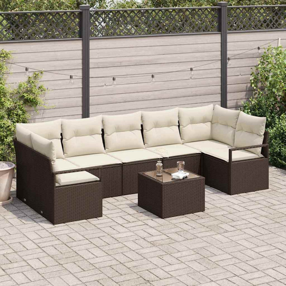 8 dalių sodo sofa rinkinys su pagalvėlėmis rudas poli ratanas