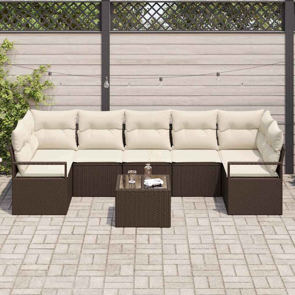 8 dalių sodo sofa rinkinys su pagalvėlėmis rudas poli ratanas
