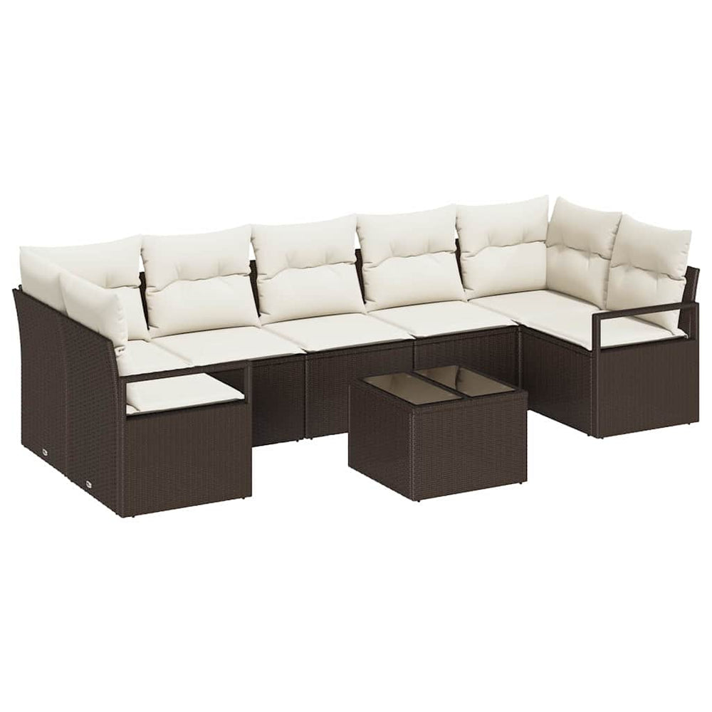 8 dalių sodo sofa rinkinys su pagalvėlėmis rudas poli ratanas