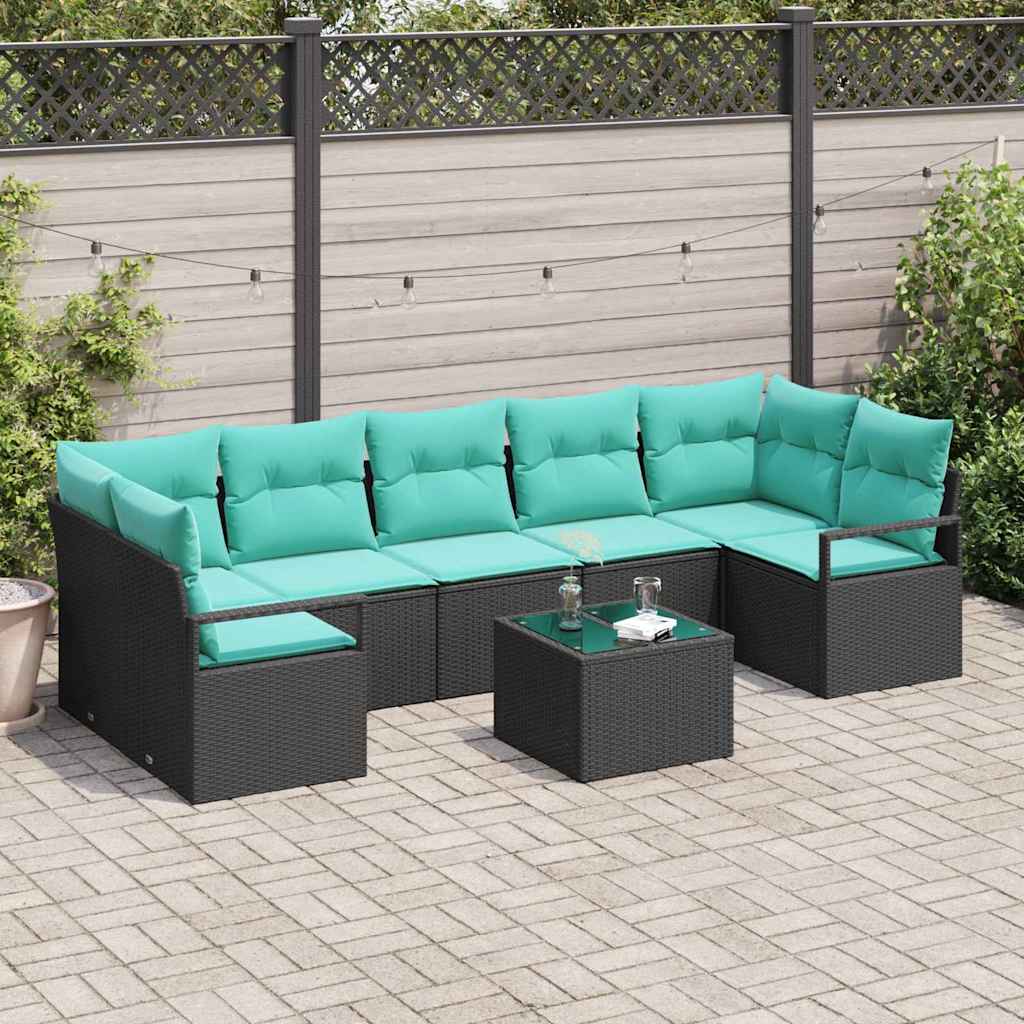 Sofos komplektas 8 pcs Juoda ir turkio poliratanas