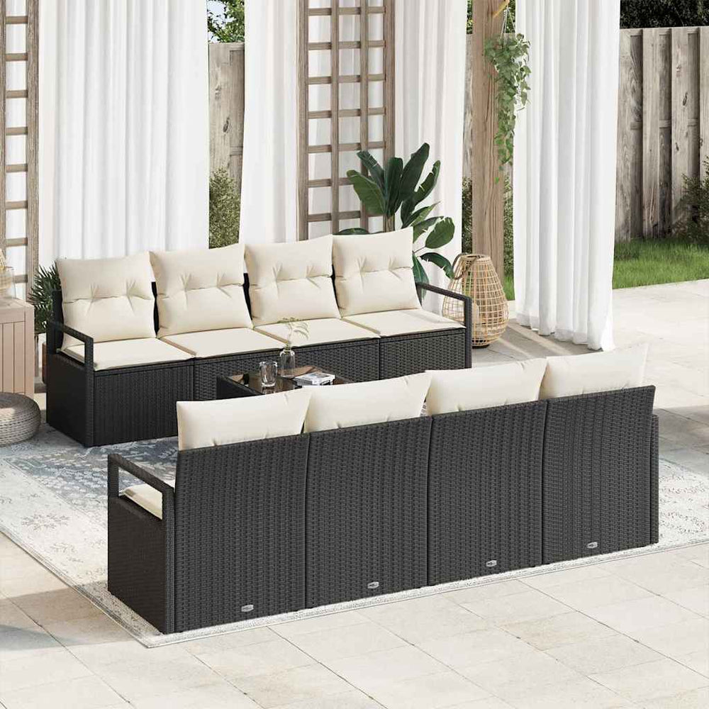 9 dalių sodo sofa rinkinys su pagalvėlėmis juodas poli ratanas