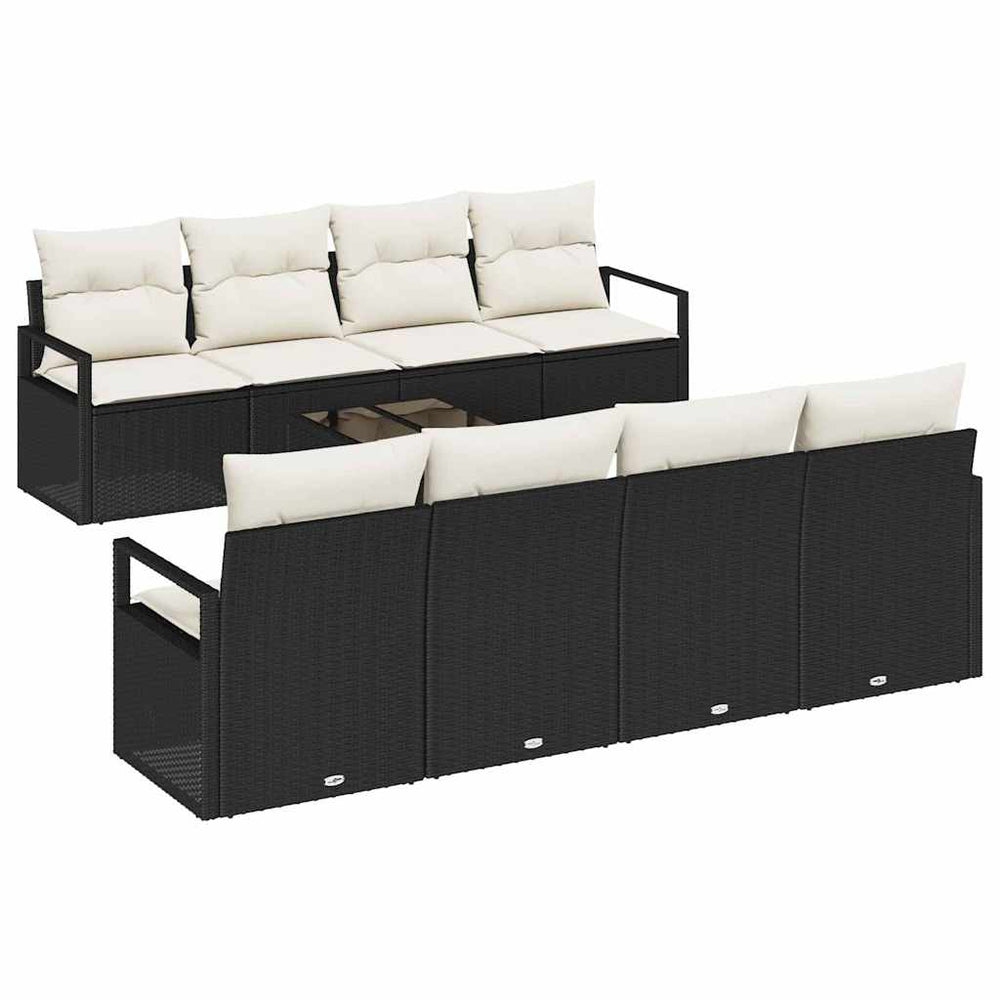 9 dalių sodo sofa rinkinys su pagalvėlėmis juodas poli ratanas