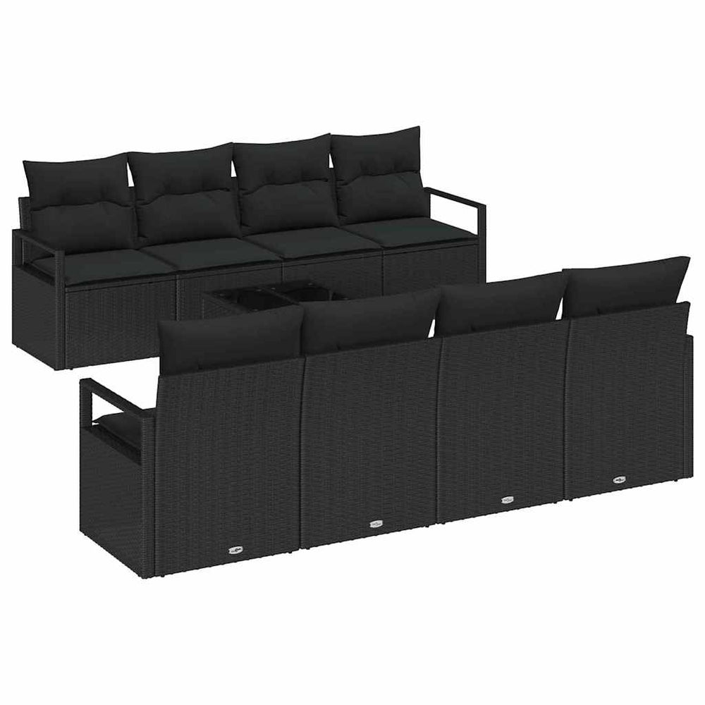 Sofos komplektas su pagalve 7 pcs Juoda poliratanas