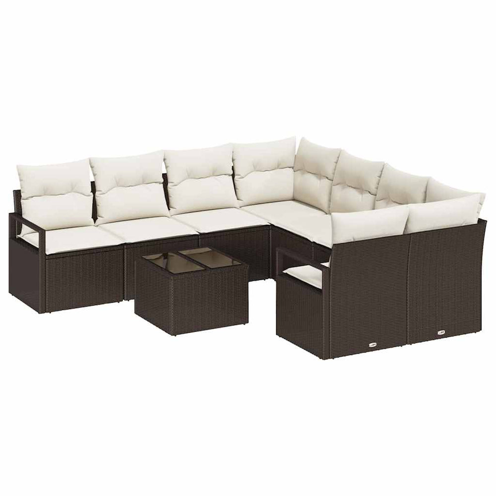9 dalių sodo sofa komplektas su pagalvėlėmis Ruda poli ratanas