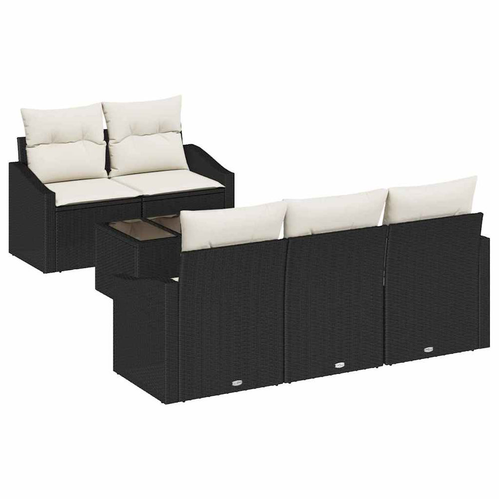 6 dalių sodo sofa komplektas su pagalvėmis juoda poli ratanas