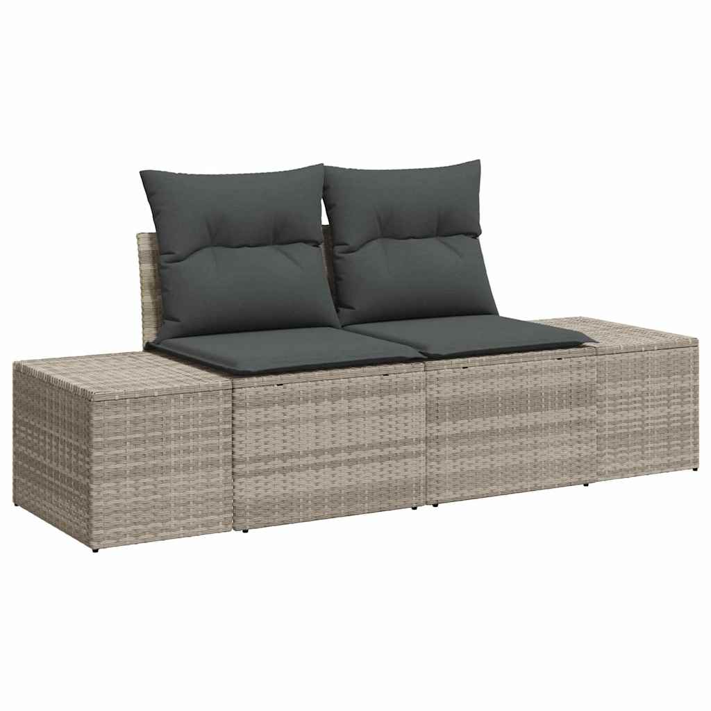 5 Dalių Sodo Sofa Komplektas su Pagalvėlėmis Šviesiai Pilkas Poli Ratanas