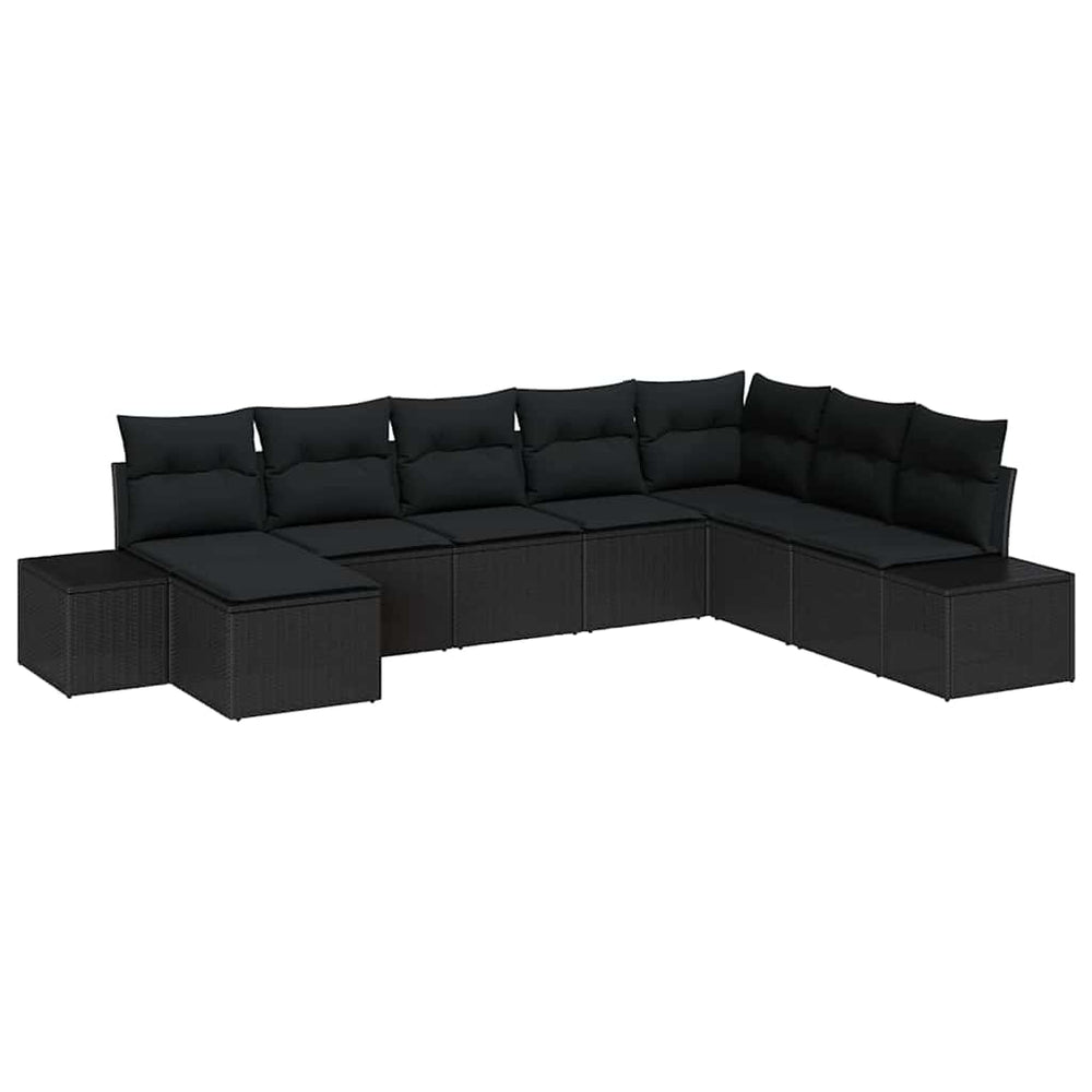 Sodo Sofų Rinkinys su pagalve 8 pcs Juoda poliratanas