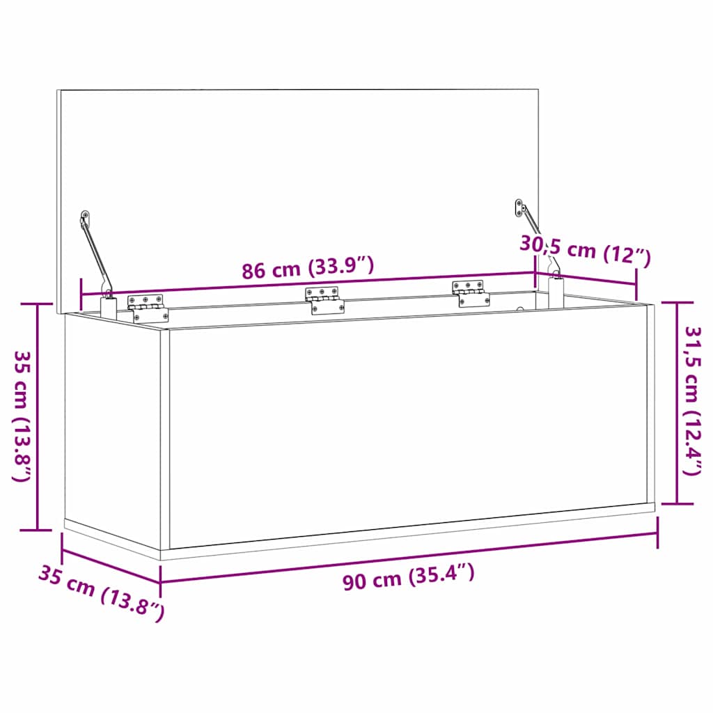 Storage box with storage Craftsman oak 90 x 35 x 35 cm