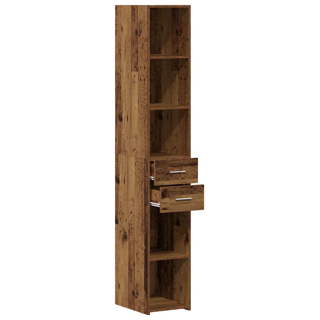 Grāmatu plaukts ar atvilktnēm Vecs koks 30 x 42.4 x 185.2 cm
