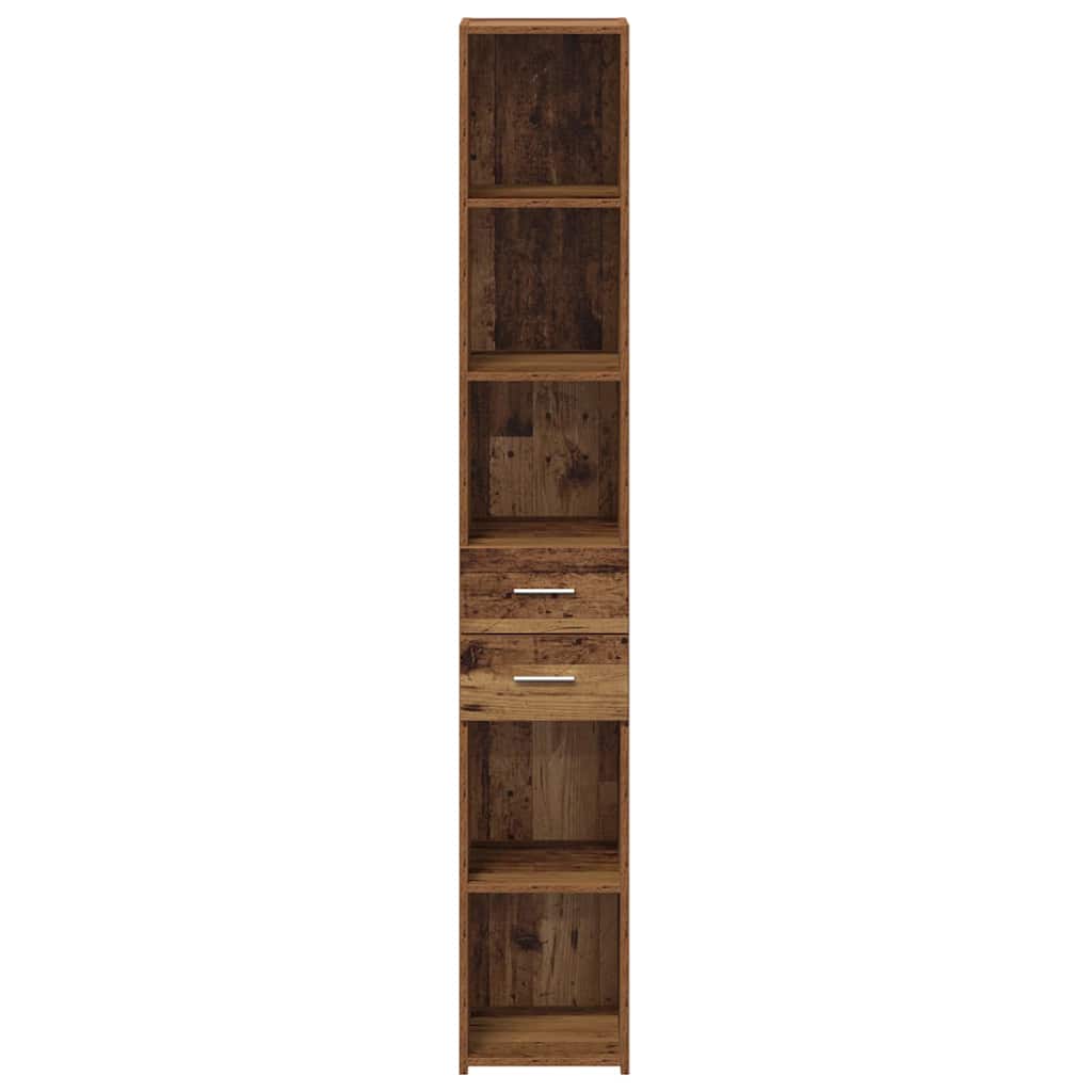 Grāmatu plaukts ar atvilktnēm Vecs koks 30 x 42.4 x 185.2 cm