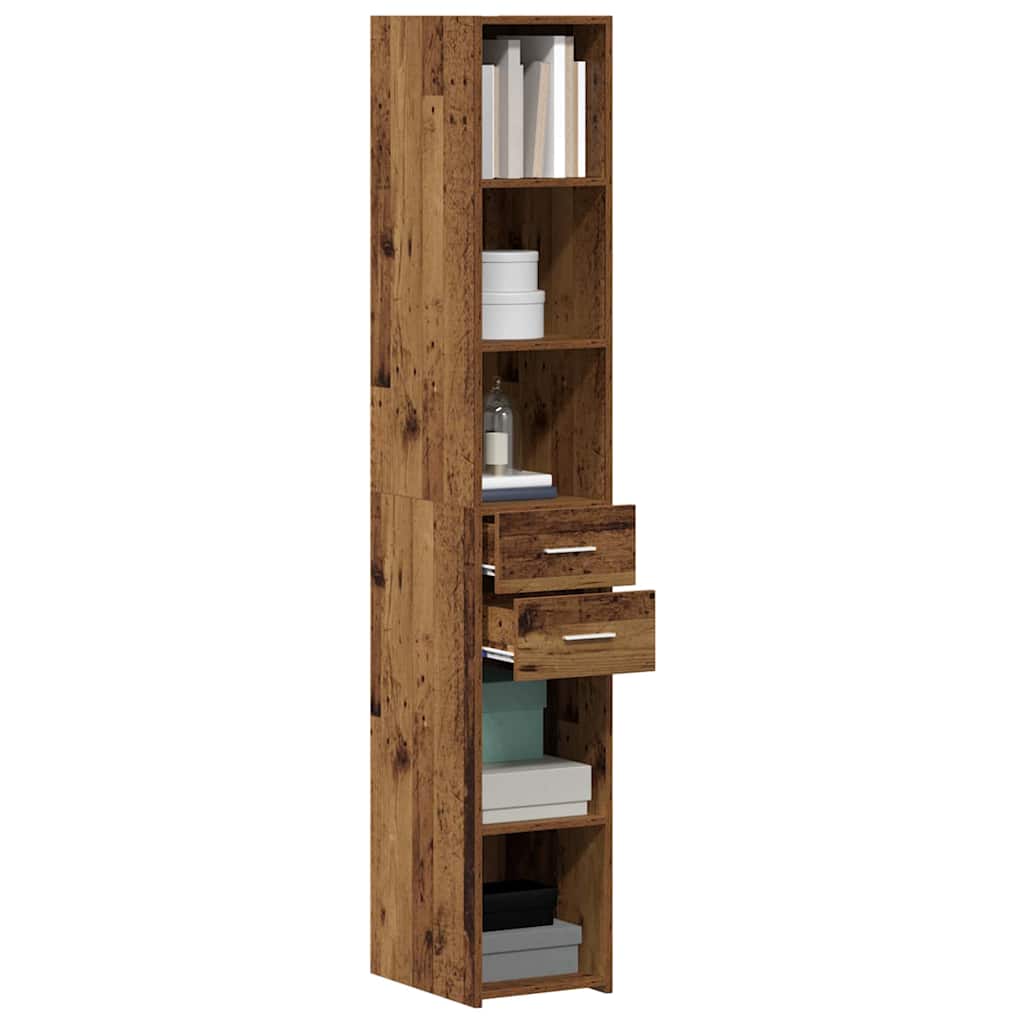 Grāmatu plaukts ar atvilktnēm Vecs koks 30 x 42.4 x 185.2 cm