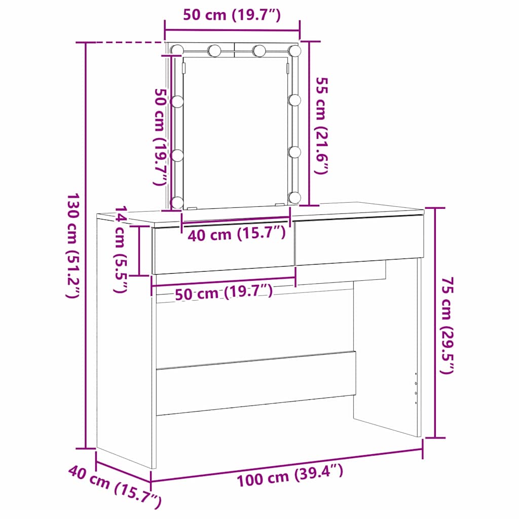 Tualetinis staliukas Senovinis medis 100 x 40 x 130 cm