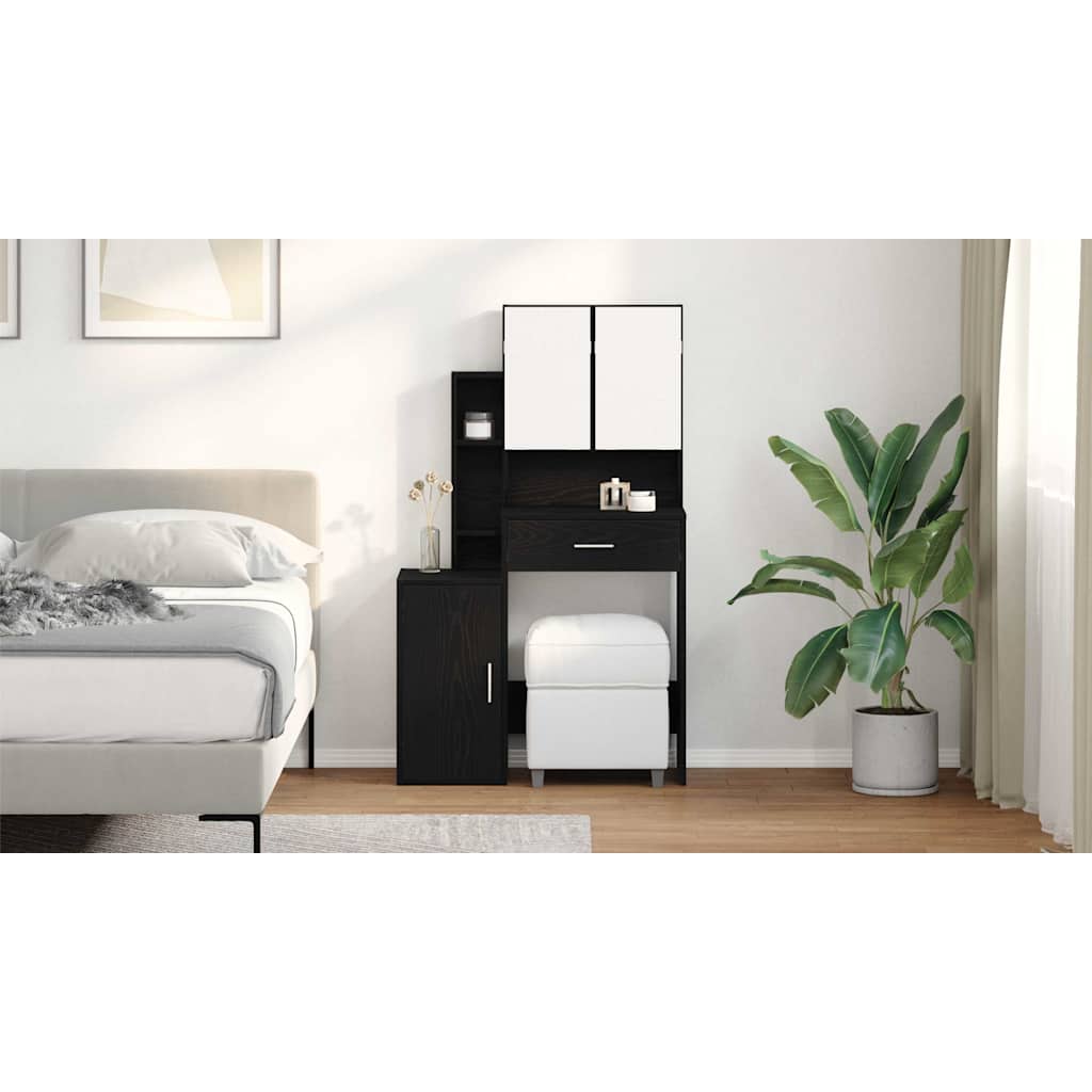Makeup Dressing Table black oak 80 x 35 x 132 cm Engineered wood
