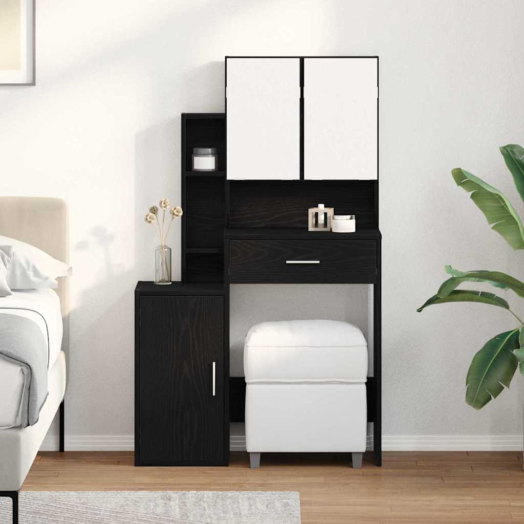 Makeup Dressing Table black oak 80 x 35 x 132 cm Engineered wood