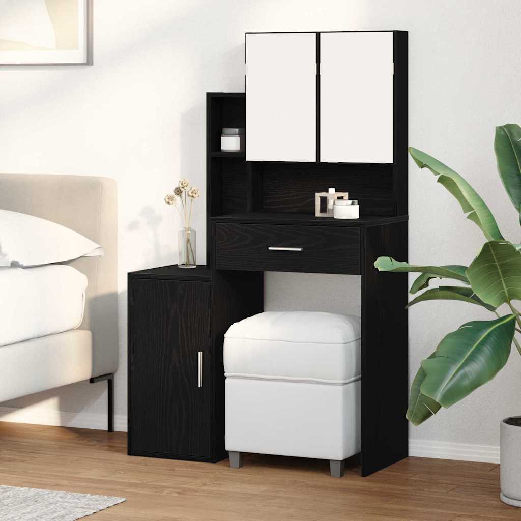 Makeup Dressing Table black oak 80 x 35 x 132 cm Engineered wood