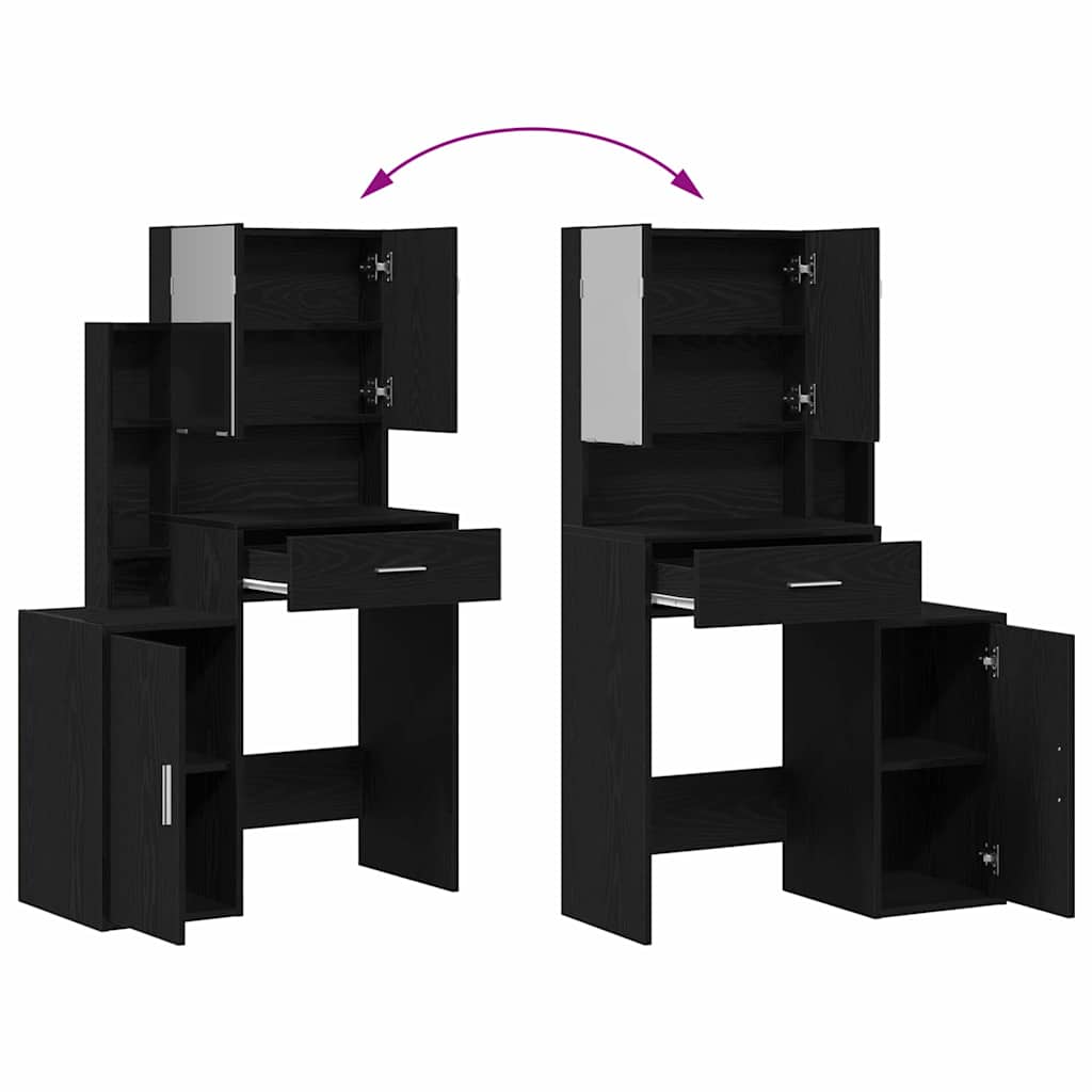 Makeup Dressing Table black oak 80 x 35 x 132 cm Engineered wood
