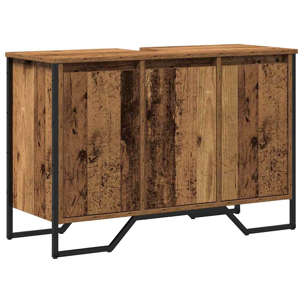 Washbasin cabinet with storage Vintage wood 91 x 35 x 60 cm