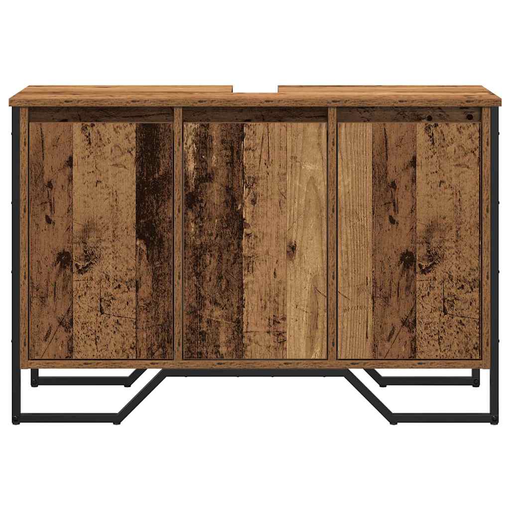 Washbasin cabinet with storage Vintage wood 91 x 35 x 60 cm