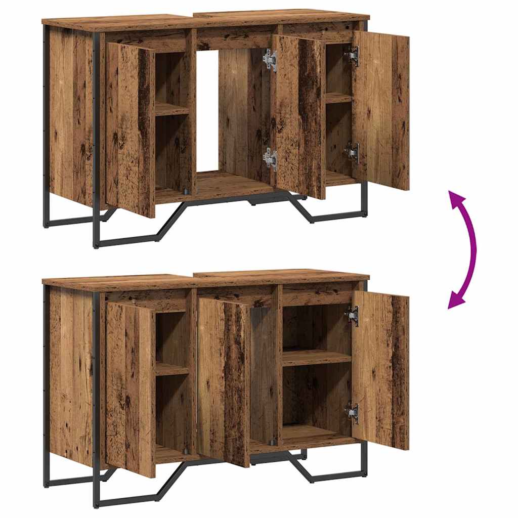 Washbasin cabinet with storage Vintage wood 91 x 35 x 60 cm