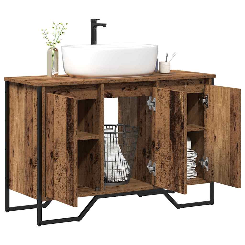Washbasin cabinet with storage Vintage wood 91 x 35 x 60 cm