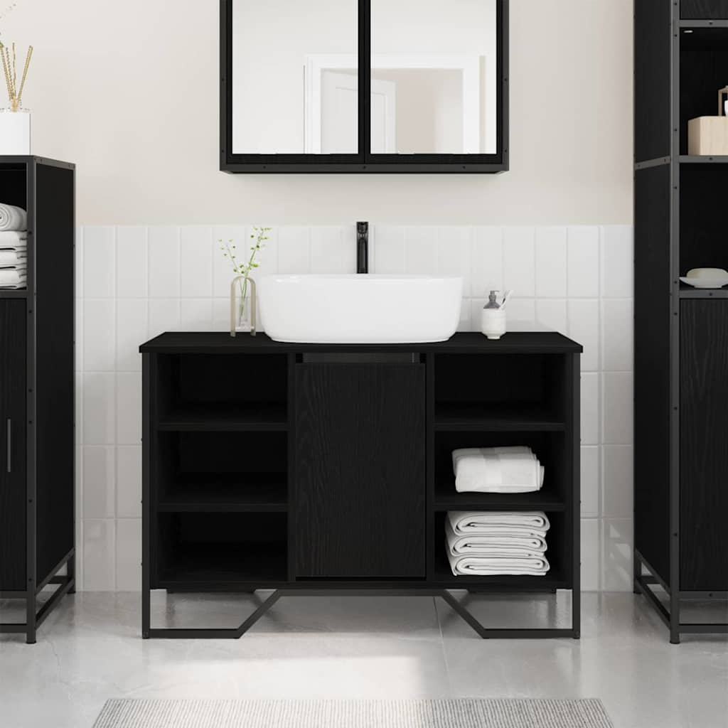 Sink Cabinet with Storage Black Oak 91 x 35 x 60 cm