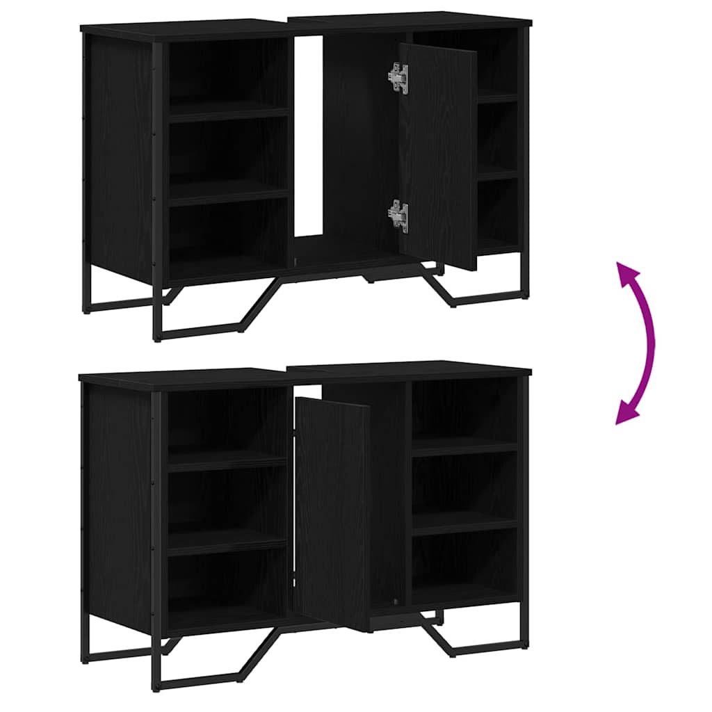 Sink Cabinet with Storage Black Oak 91 x 35 x 60 cm