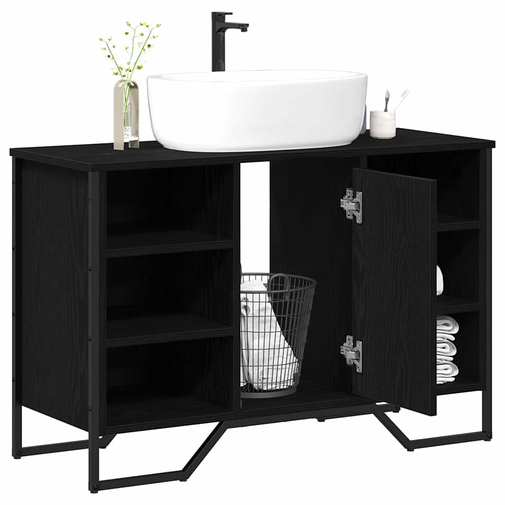 Sink Cabinet with Storage Black Oak 91 x 35 x 60 cm