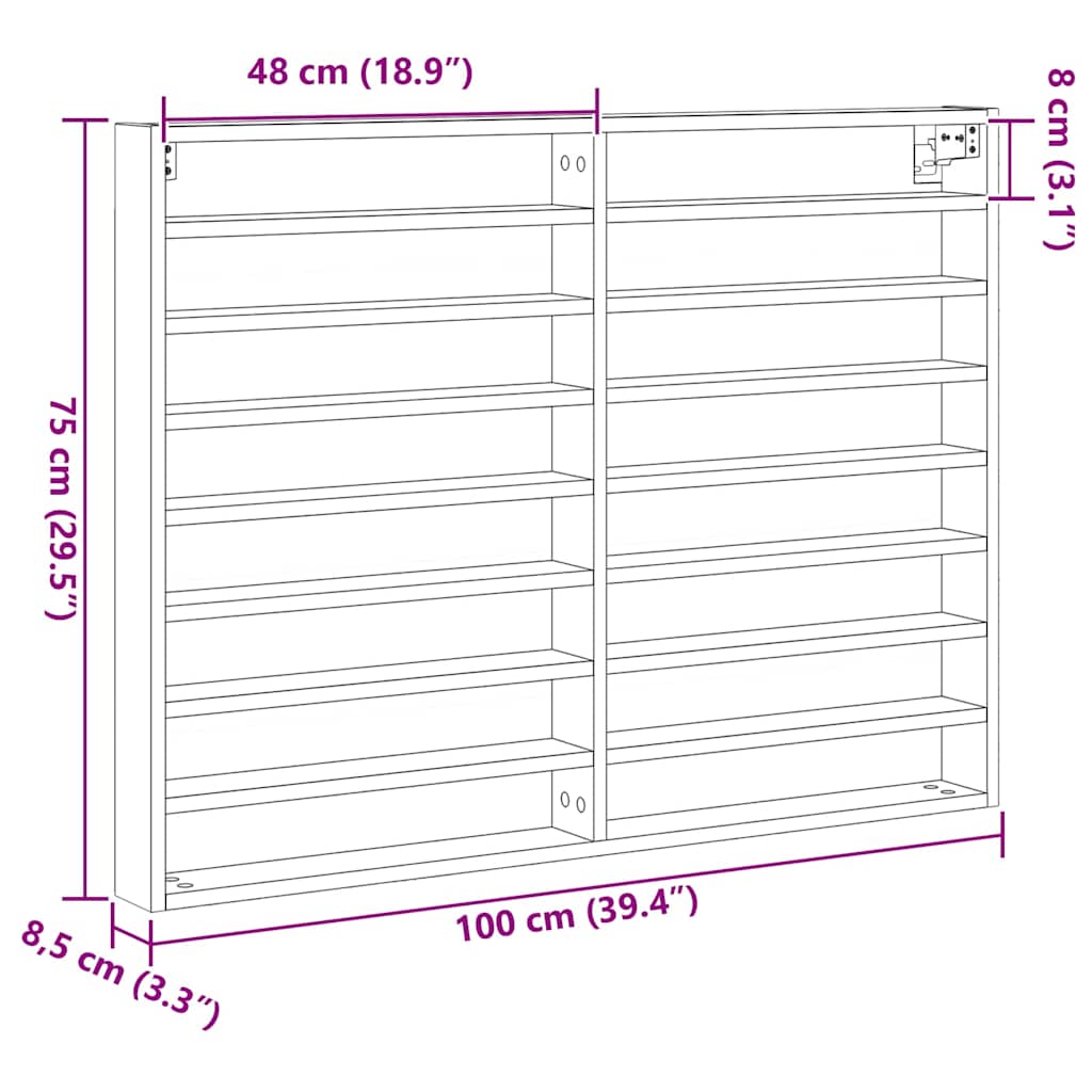 Wardrobe with shelf Black oak 100 x 8.5 x 75 cm