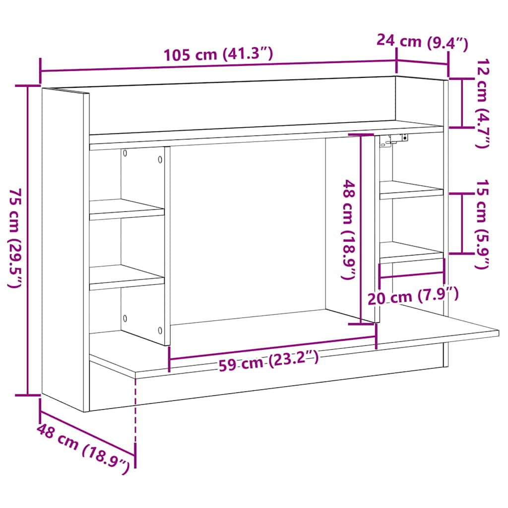 Wall-mounted desk artisan oak