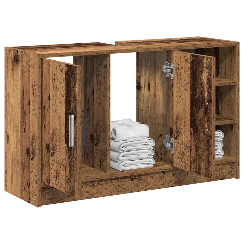 Sink cabinet with storage Vintage wood 90 x 29 x 55 cm