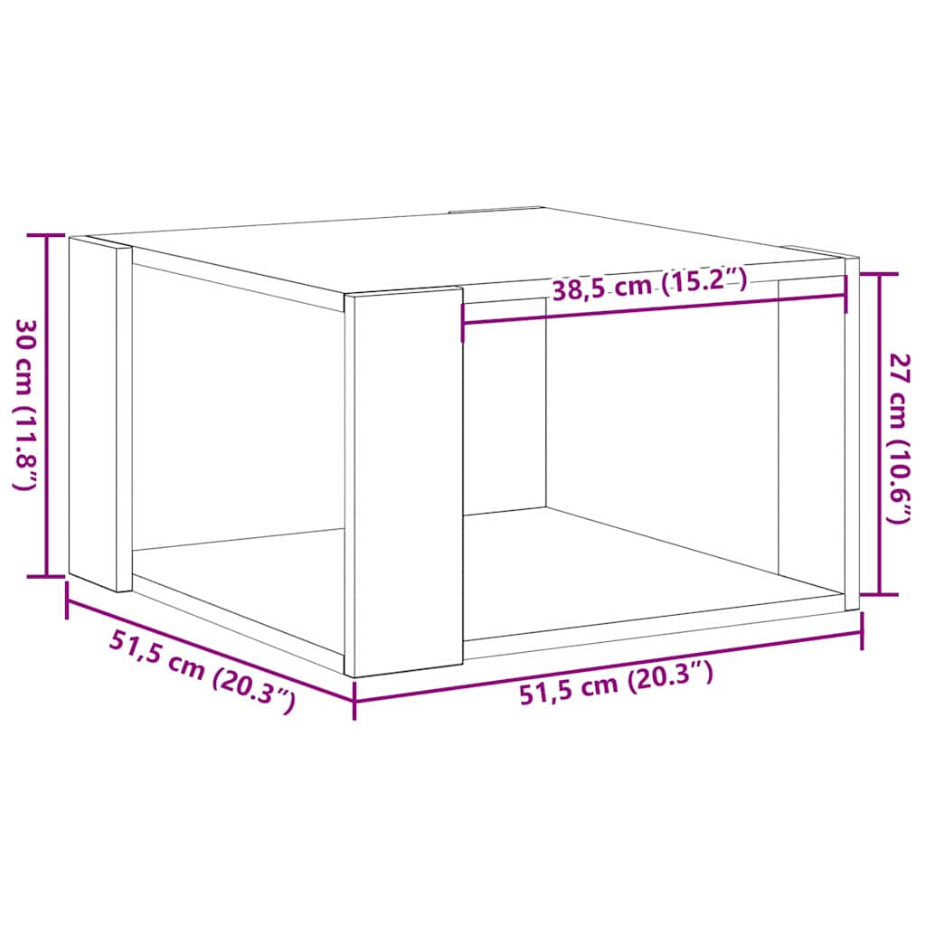 Coffee table artisan oak 51.5 x 51.5 x 30 cm