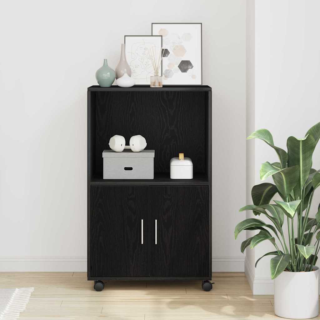 Rolling Cabinet Black Oak 55 x 40 x 91 cm