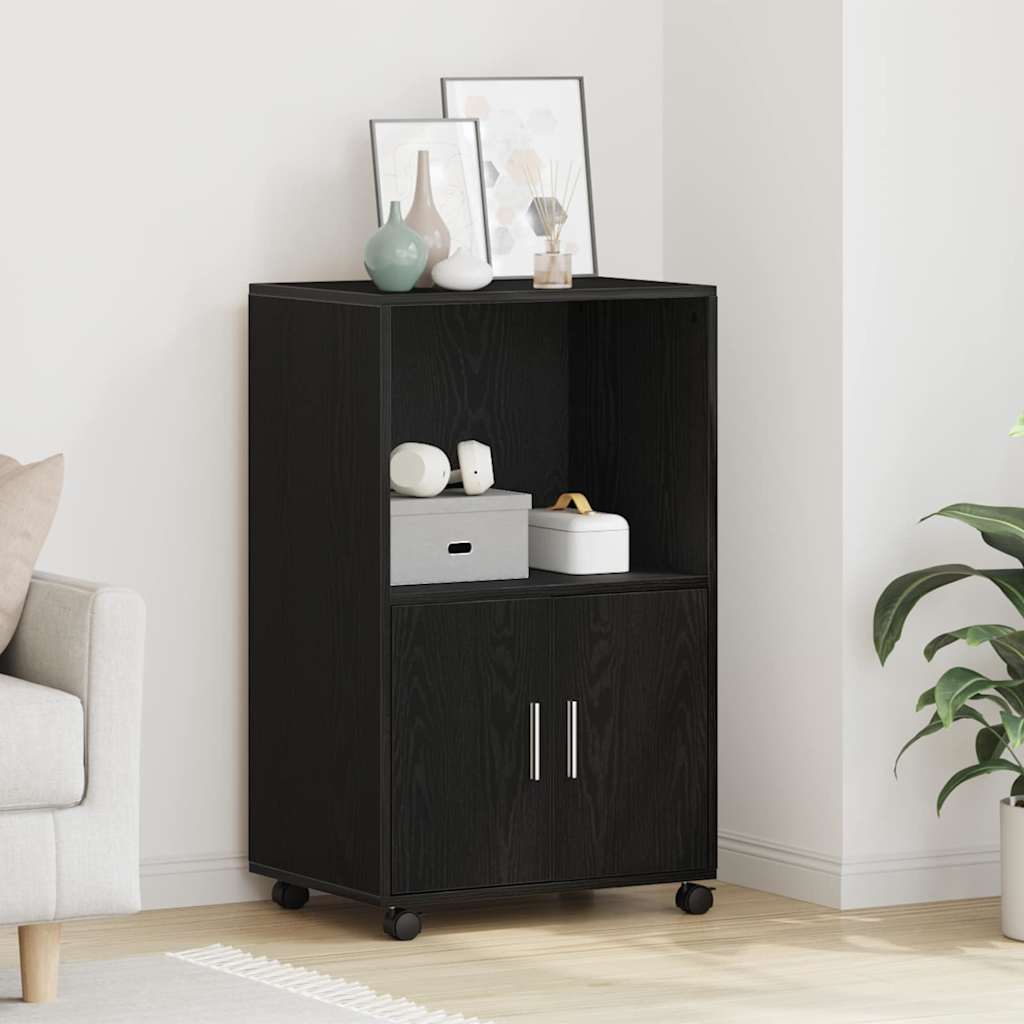 Rolling Cabinet Black Oak 55 x 40 x 91 cm