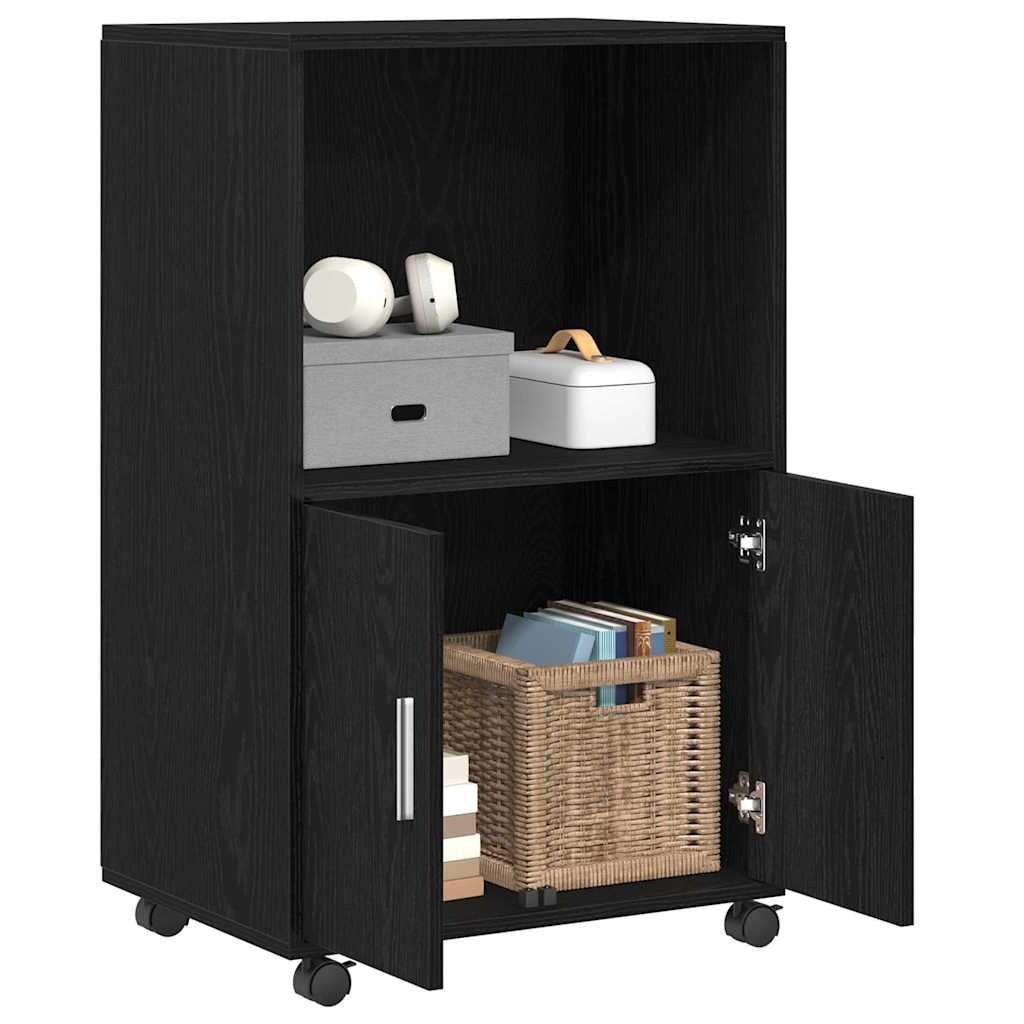 Rolling Cabinet Black Oak 55 x 40 x 91 cm