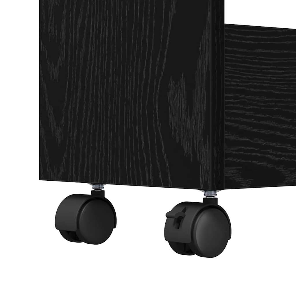 Narrow Storage Cart Black Oak 60 x 22 x 80 cm