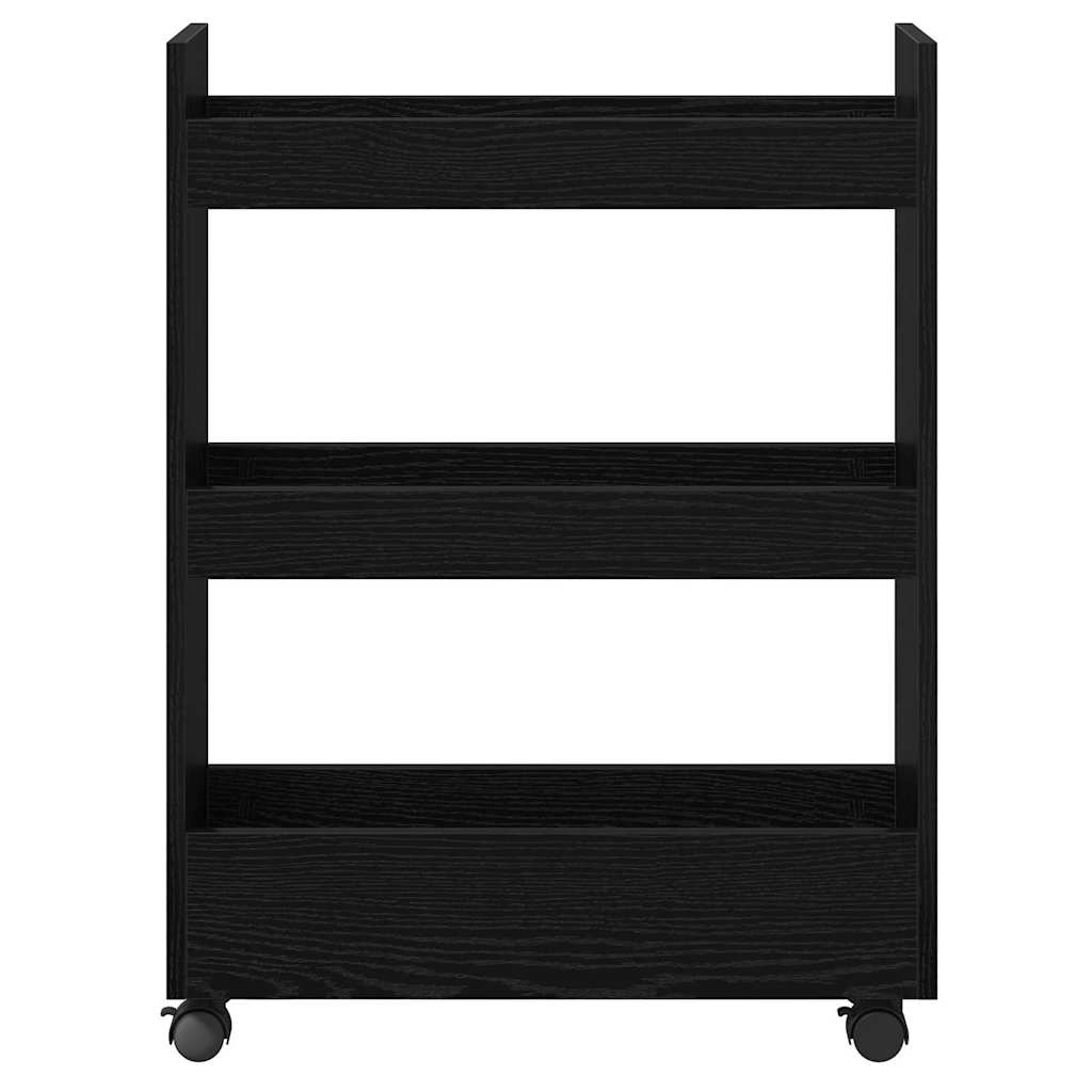 Narrow Storage Cart Black Oak 60 x 22 x 80 cm
