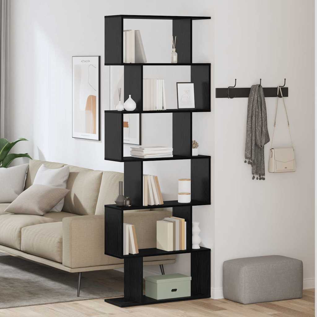 Grāmatu plaukts Melns 70 x 24 x 193,5 cm Apstrādāta koksne