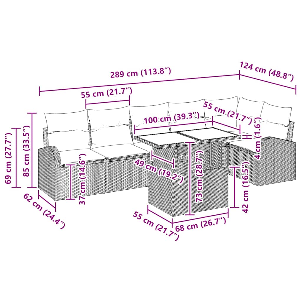 7 dalių sodo sofa rinkinys su pagalvėlėmis smėlio spalvos poli ratanas