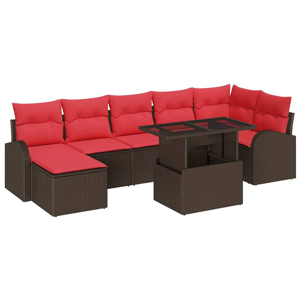Sodo Sofų Rinkinys su pagalve 8 pcs Ruda ir raudona