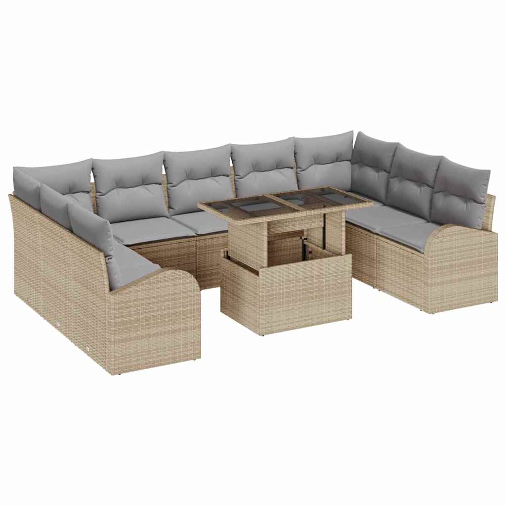 Sodo Sofų Rinkinys 10 pcs smėlio ir šviesiai pilkos spalvos