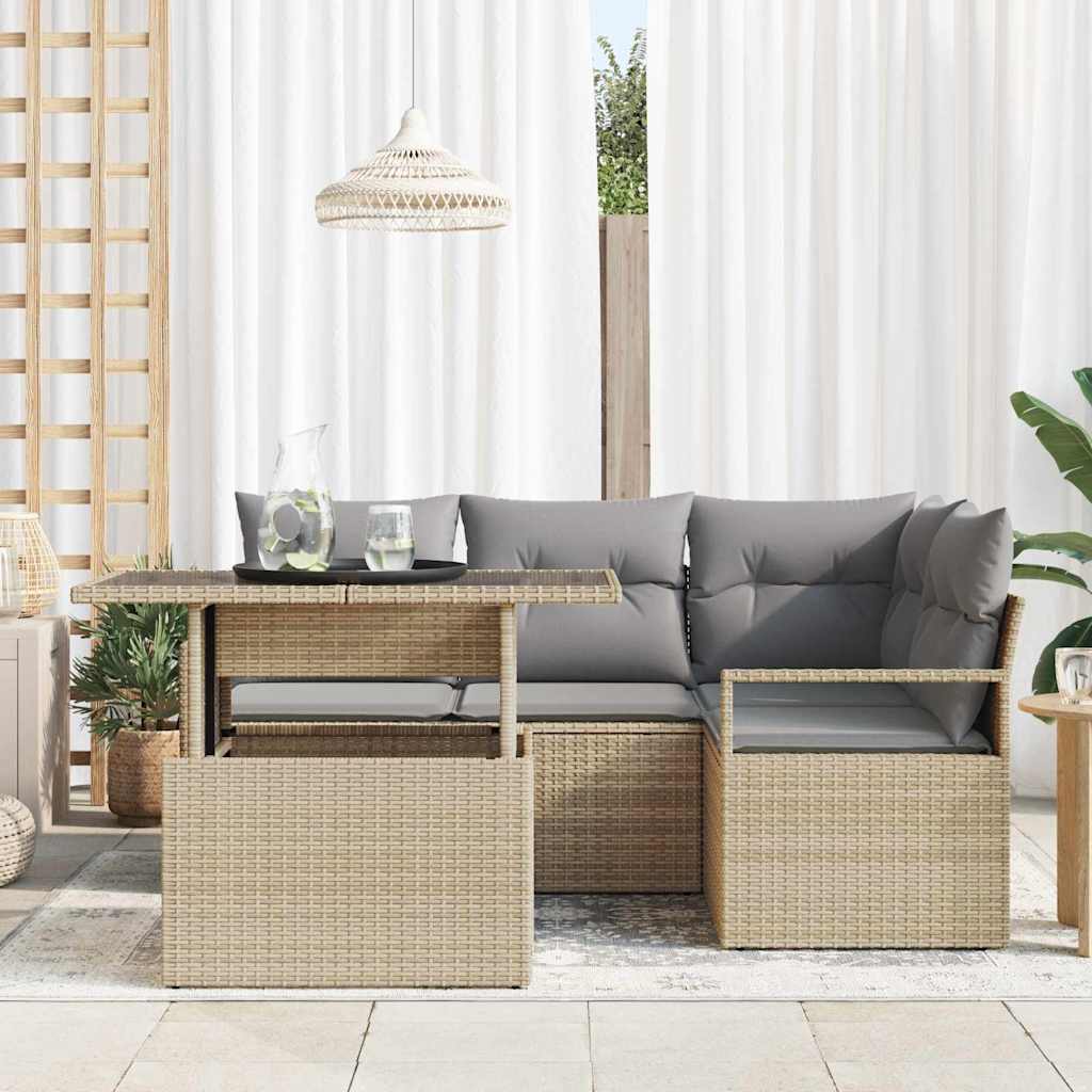 Sodo Sofų Rinkinys 5 pcs smėlio ir šviesiai pilkos spalvos