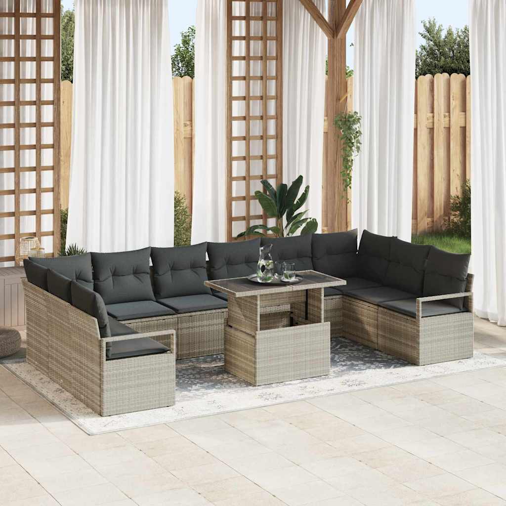 Garden Sofa Set 11 pcs Light grey 100 x 55 x 73 cm